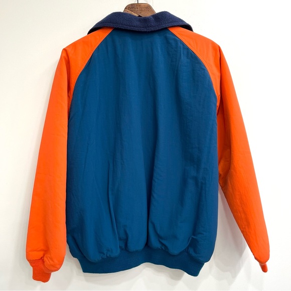 Vintage Lands End Color Block Fleece Lined Blue Orange Jacket Coat Womens Large - Picture 2 of 9